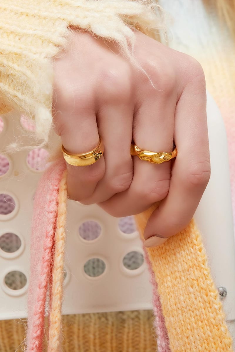 Ring organic shape Gold Color Stainless Steel One size