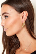 Earrings clover with pattern Gold Color Stainless Steel