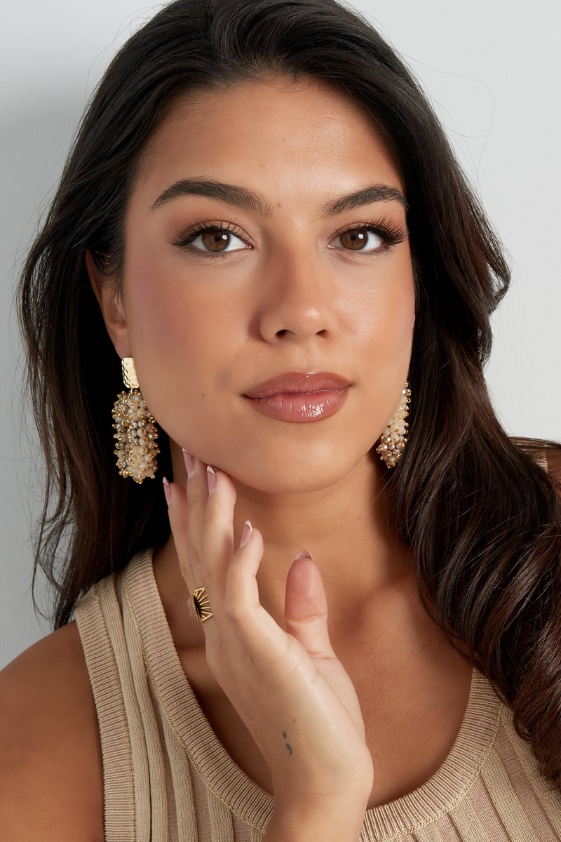 Glitter nights statement earrings - white Gold Color 