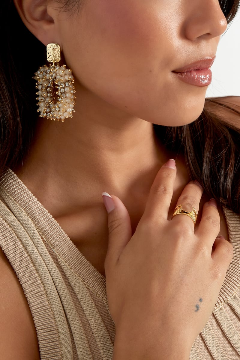 Glitter nights statement earrings - white Gold Color 