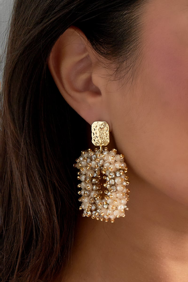 Glitter nights statement earrings - white Gold Color 
