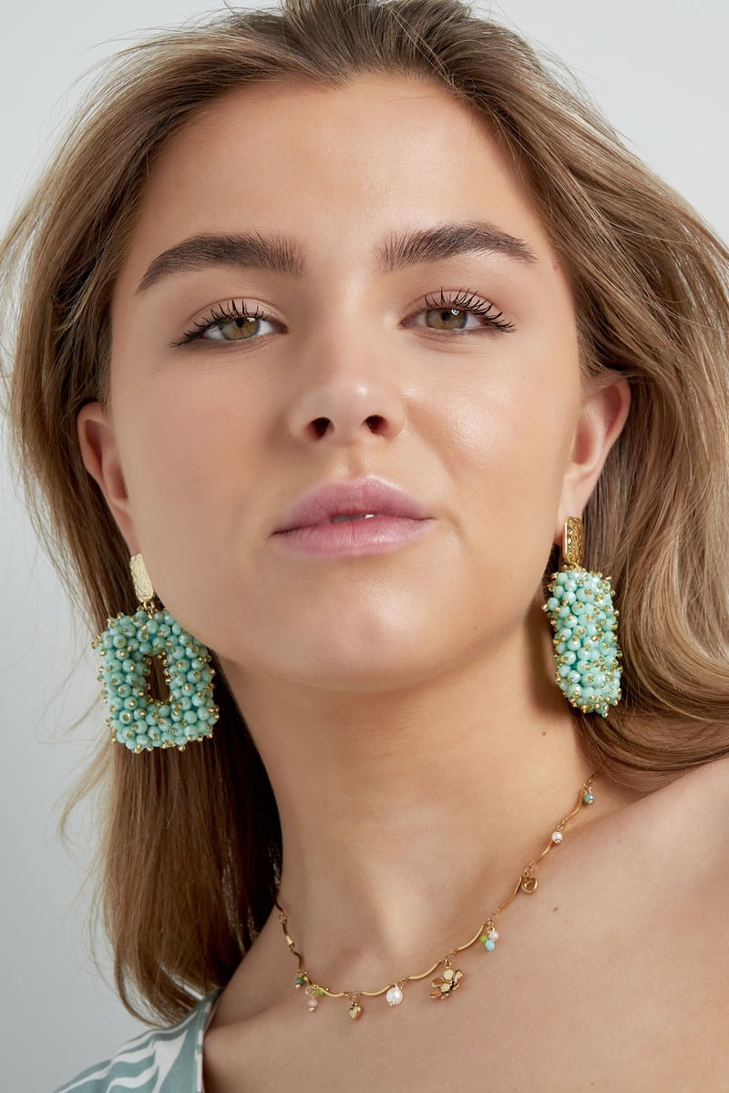 Glitter nights statement earrings - white Gold Color 
