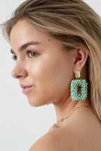 Glitter nights statement earrings - white Gold Color 
