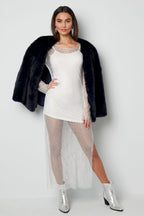 Lange sparkly jurk - zwart - S