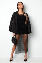 Lange sparkly jurk - zwart - S