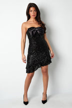 Glitter dress with bow strapless