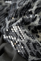 Blazer with leopard print glitter sleeve - gray