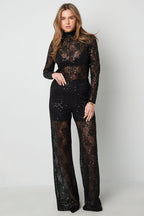 Lace pants with glitter
