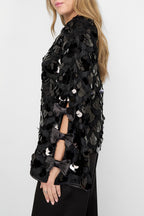 Polyestervezel (polyester) Tops met lange mouwen Pailletten Elegante herfst-/winterkleding