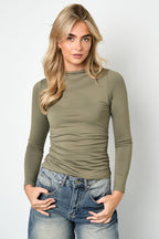 Nylon Long sleeve tops Solid color Basic All Fit  Clothes