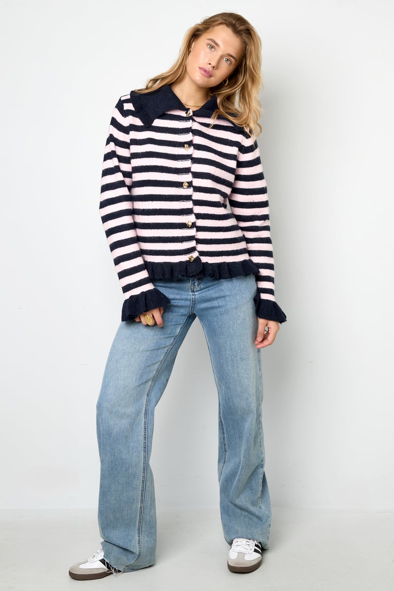 Polyester fiber (polyester) Knit cardigan Stripes Casual Fall/Winter  Clothes