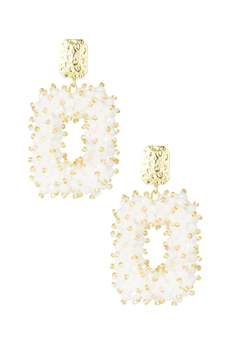 Glitter nights statement earrings - white Gold Color 