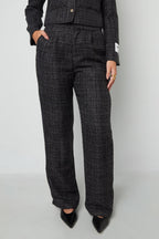 Polyester fiber (polyester) Straight pants Checkered Elegant Fall/Winter  Clothes