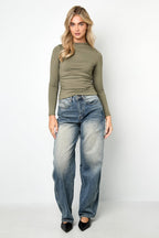 Nylon Long sleeve tops Solid color Basic All Fit  Clothes