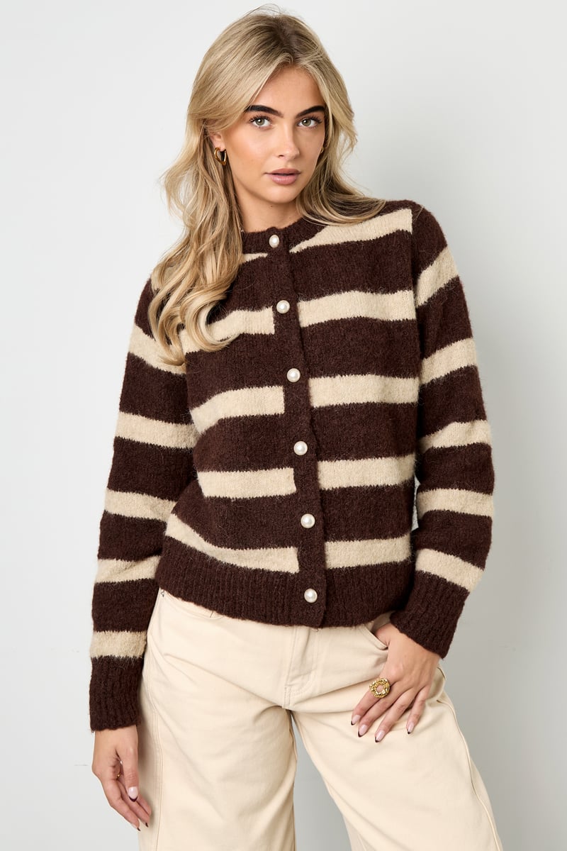 Polyester fiber (polyester) Knit cardigan Stripes Casual Fall/Winter  Clothes