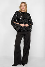 Polyestervezel (polyester) Tops met lange mouwen Pailletten Elegante herfst-/winterkleding