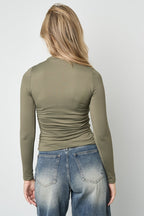 Nylon Long sleeve tops Solid color Basic All Fit  Clothes
