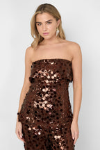 Polyestervezel (polyester) Mouwloze tops Pailletten Elegante kleding met een goede pasvorm