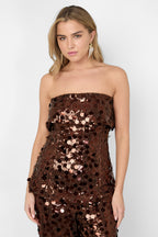 Polyestervezel (polyester) Mouwloze tops Pailletten Elegante kleding met een goede pasvorm