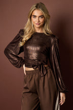 Polyestervezel (polyester) Tops met lange mouwen Effen kleur Sexy herfst/winterkleding